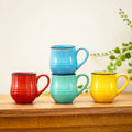 Set Of 4 Multi Ribbed Barrel Espresso Mugs