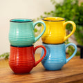 Set Of 4 Multi Ribbed Barrel Espresso Mugs