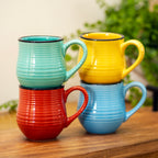 Set Of 4 Multi Ribbed Barrel Espresso Mugs