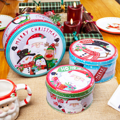 Set Of 3 Christmas Character Cake Tins Nest