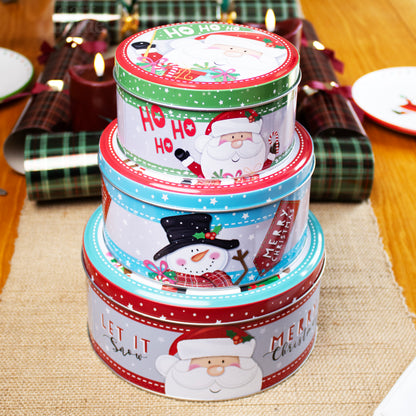 Set Of 3 Christmas Character Cake Tins Nest