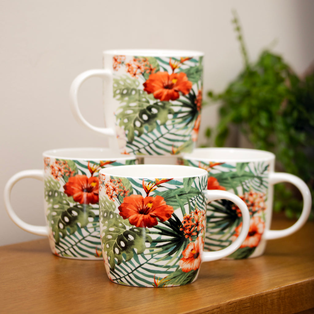 Set Of 4 Jungle Barrel Mugs