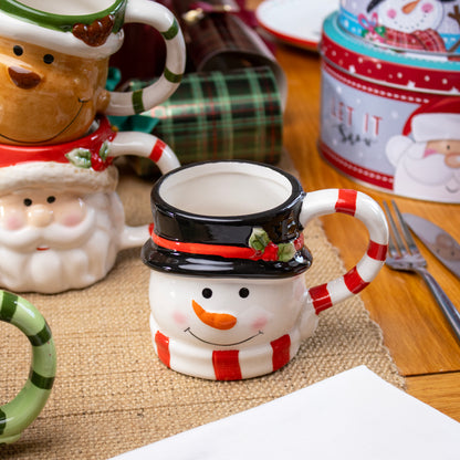 Set Of 4 Christmas Character Head Mugs