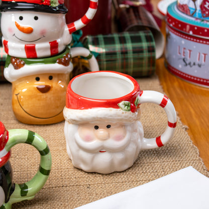 Set Of 4 Christmas Character Head Mugs