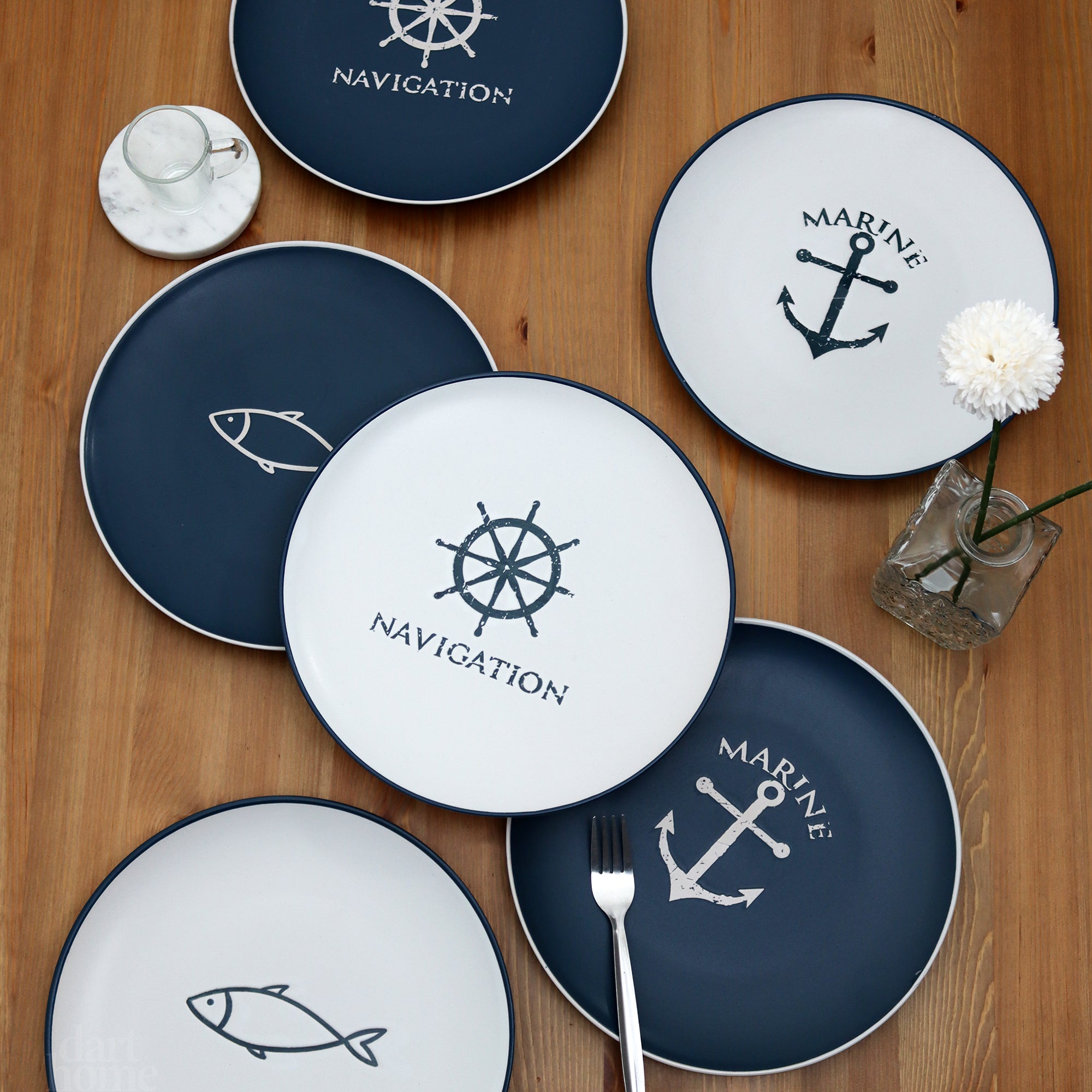 Set Of 6 Nautical Dinner Plates