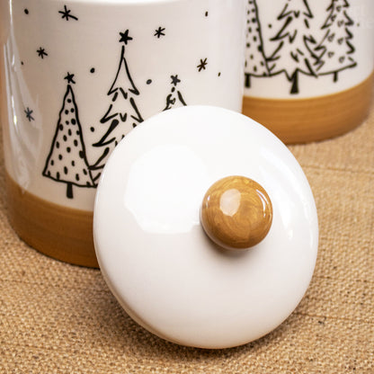 Set Of 3 Large Christmas Trees Storage Jars