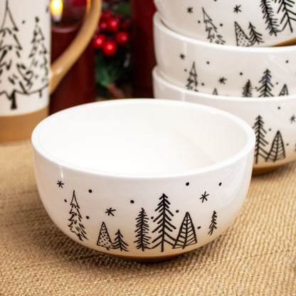 Set Of 4 Christmas Tree Cereal Bowls