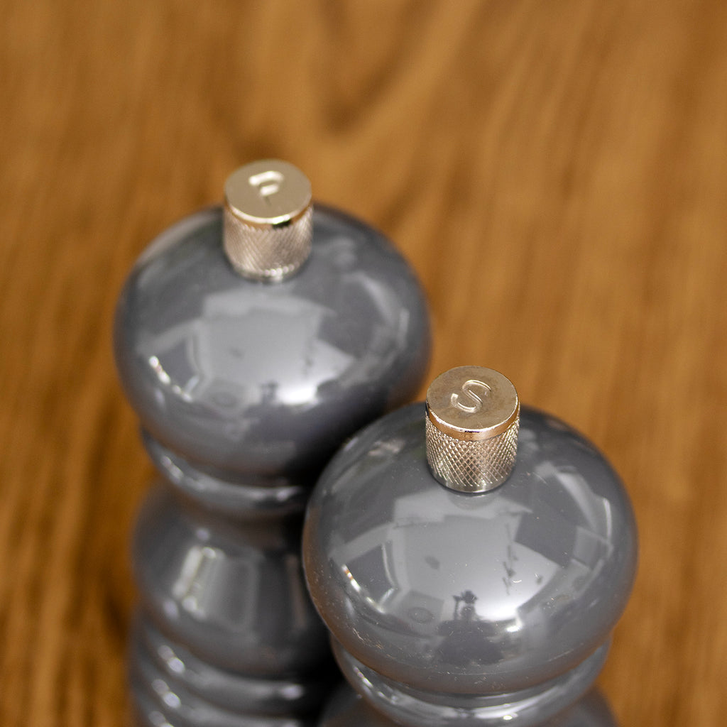 Set Of 2 Glossy Grey Salt & Pepper Mills