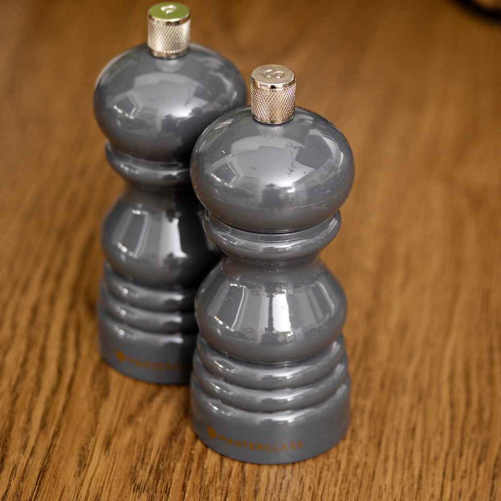 Set Of 2 Glossy Grey Salt & Pepper Mills