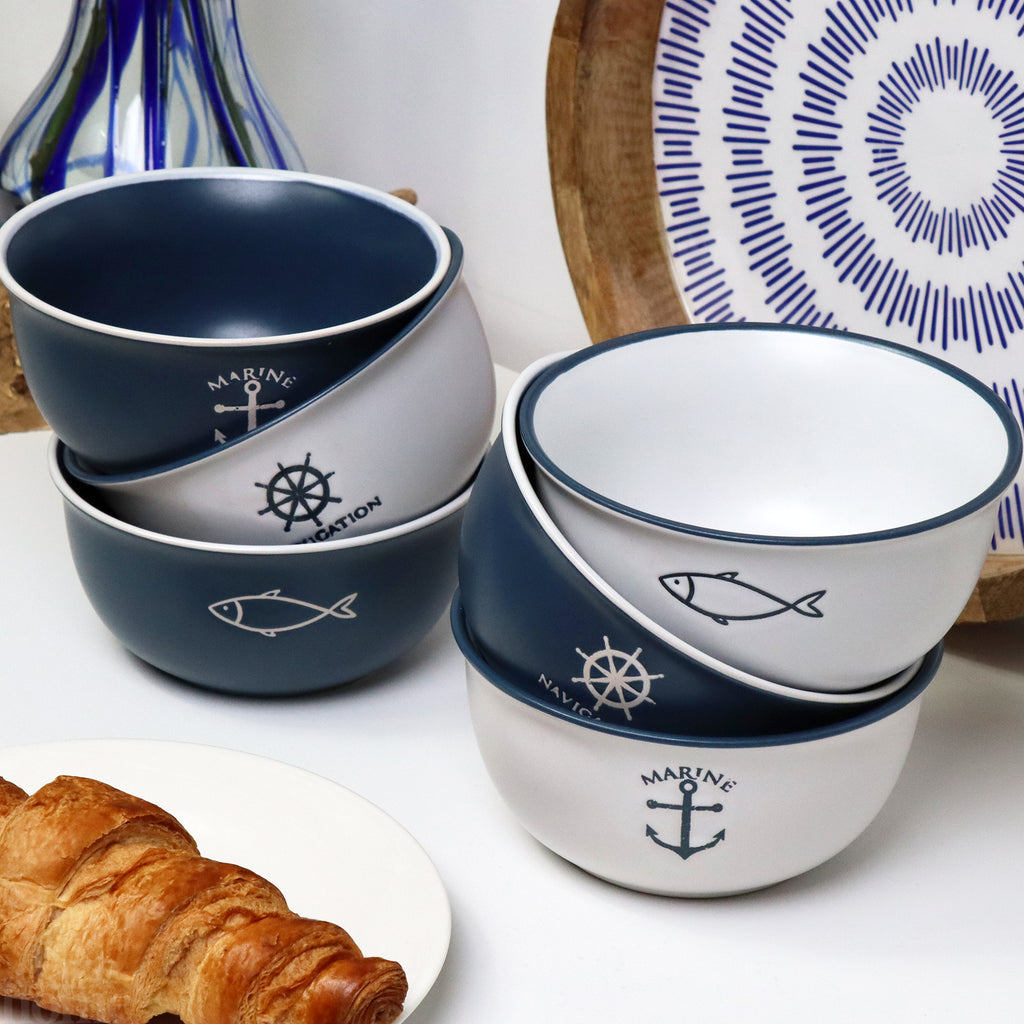 Set mit 6 nautischen Müslischalen