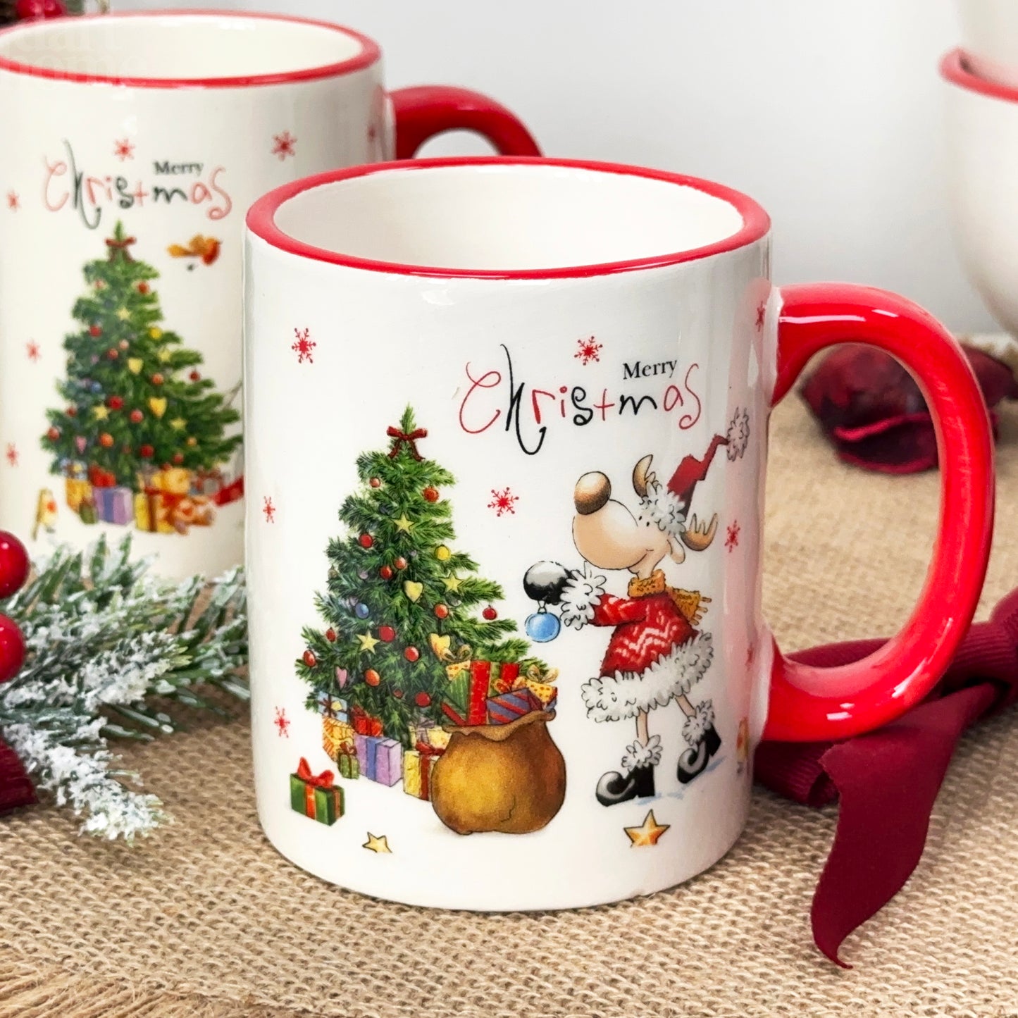 Set Of 3 Merry Christmas Mugs