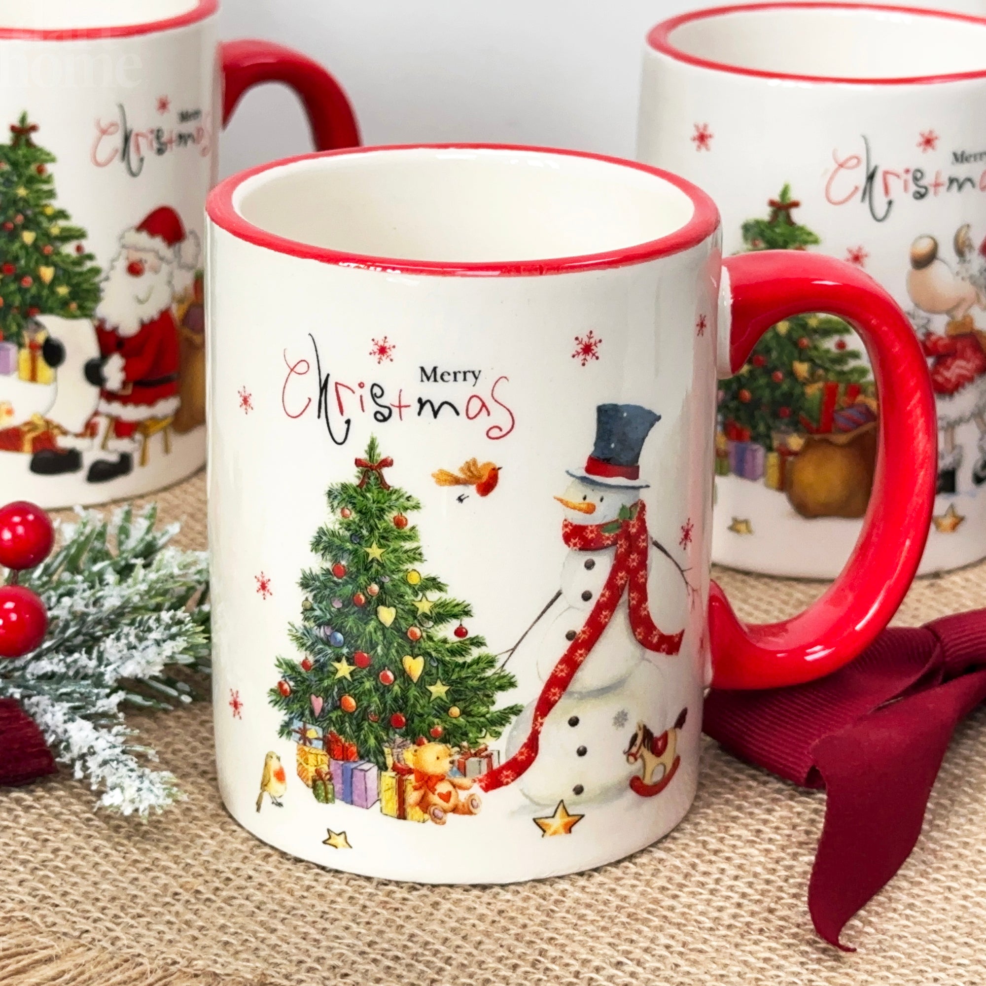 Set Of 3 Merry Christmas Mugs