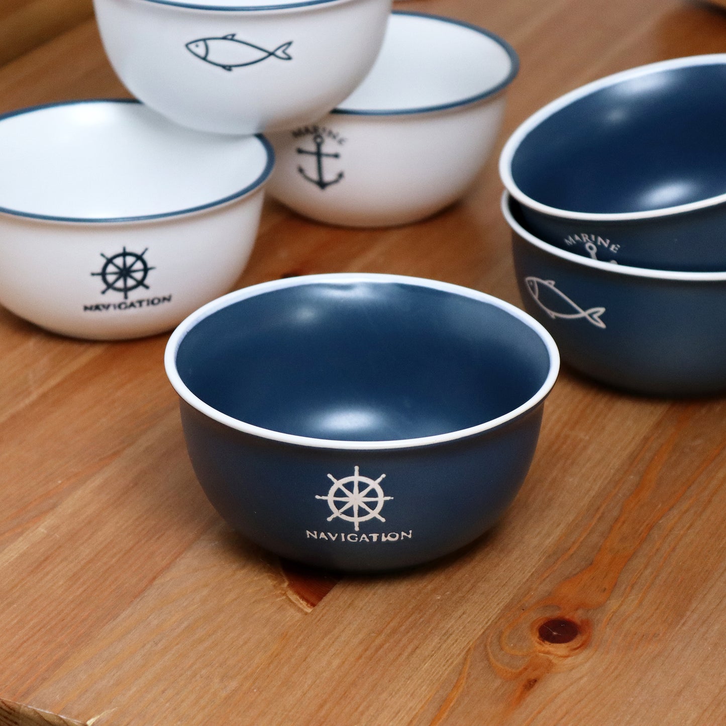Set Of 6 Nautical Cereal Bowls