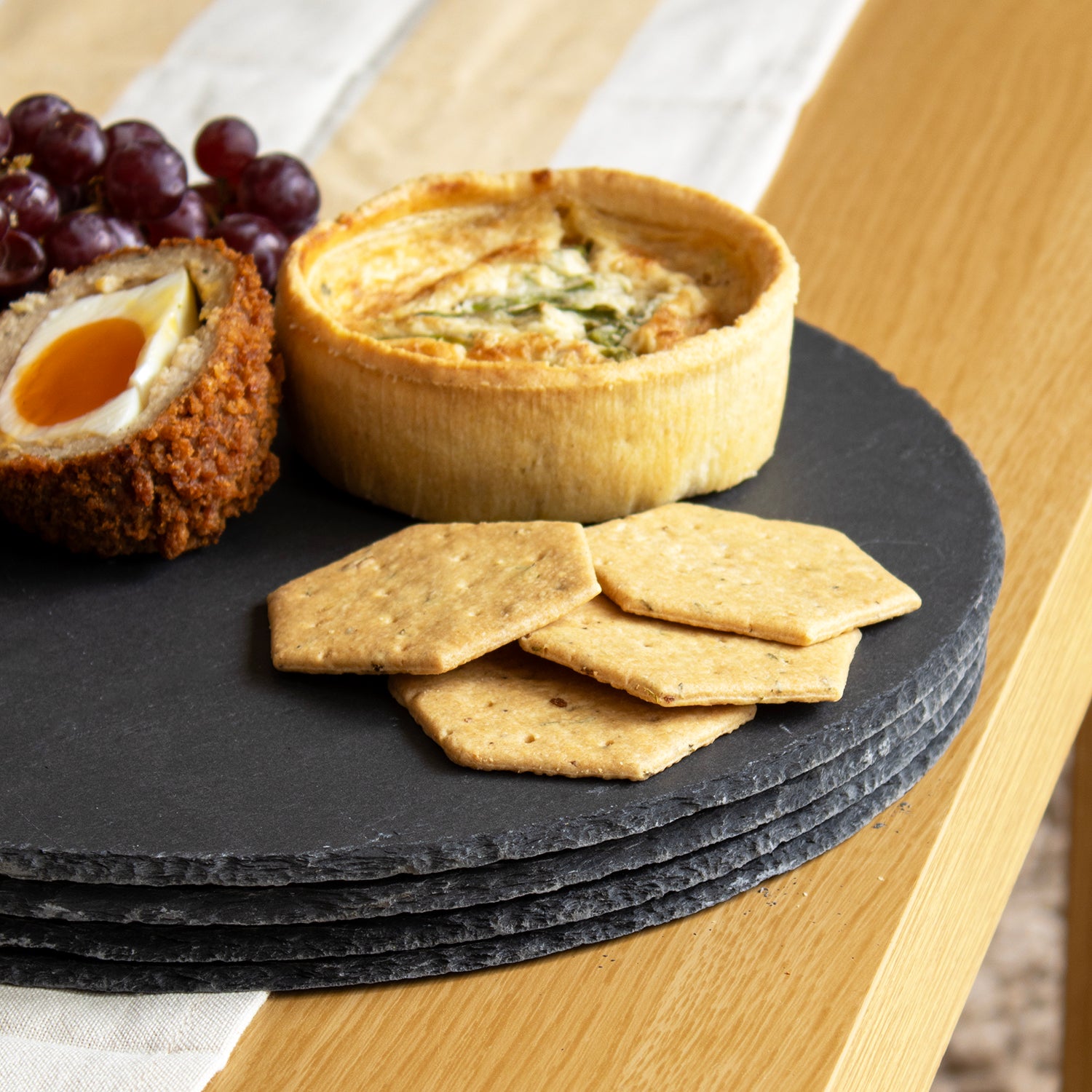 Set Of 4 Round Slate Platters