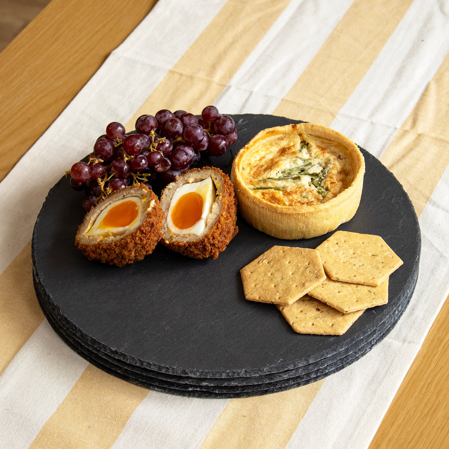 Set Of 4 Round Slate Platters