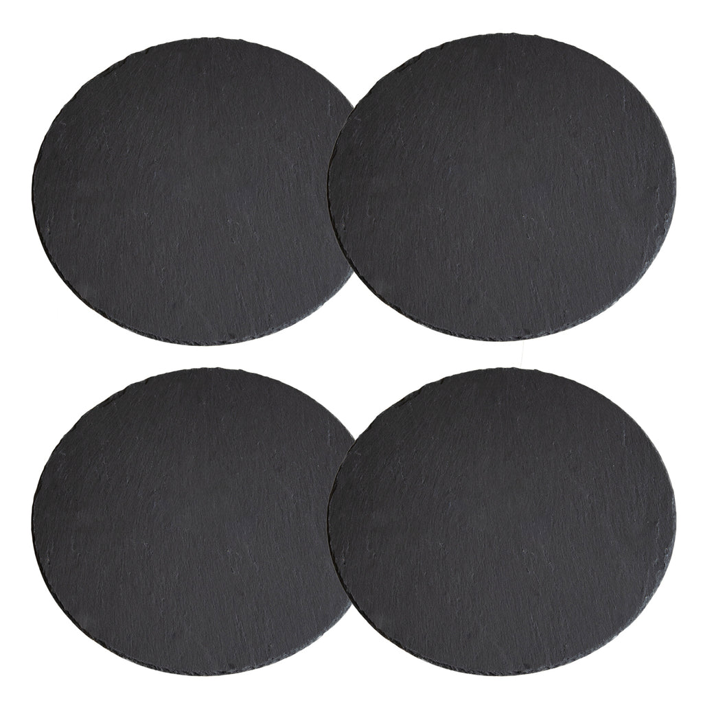Set Of 4 Round Slate Platters