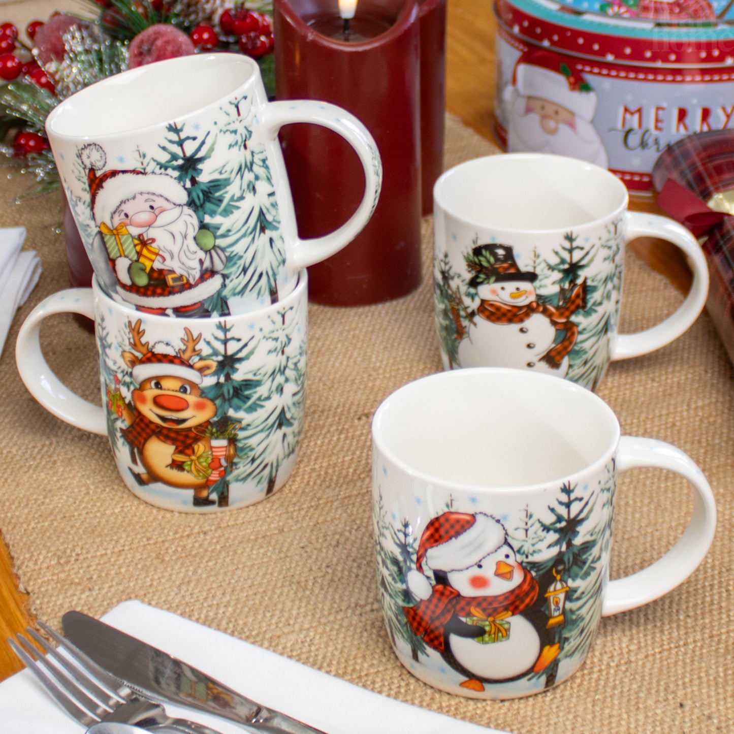 Set Of 4 Christmas Friends Mugs