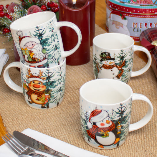 Set Of 4 Christmas Friends Mugs