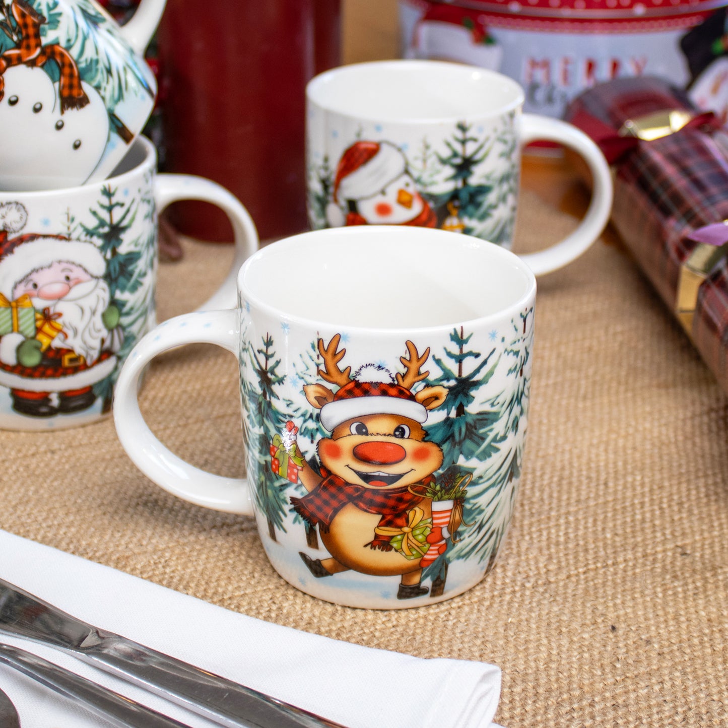 Set Of 4 Christmas Friends Mugs