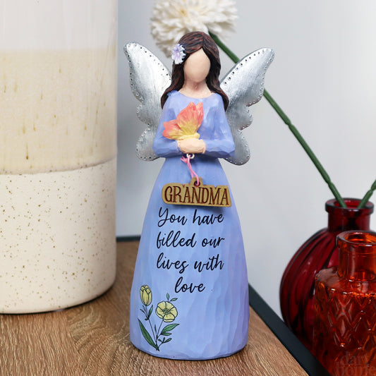 Blue Grandma Angel Lady Figurine