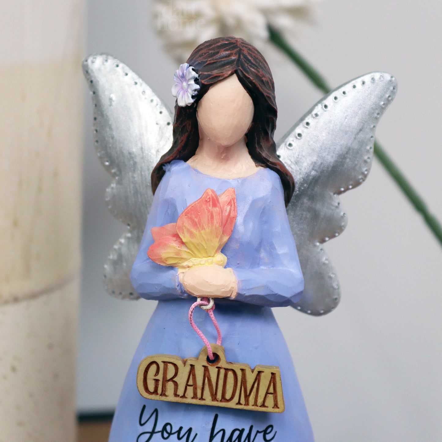 Blaue Oma-Engel-Dame-Figur