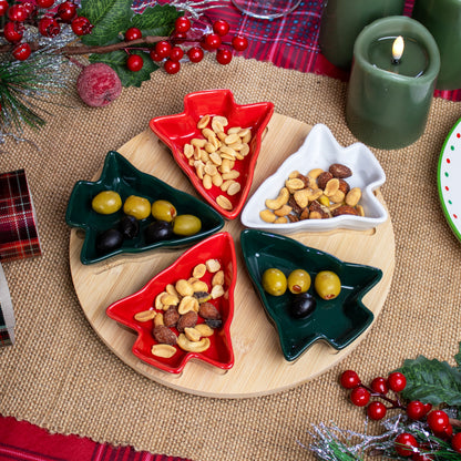 Christmas Tree Lazy Susan Rotating Serving Set