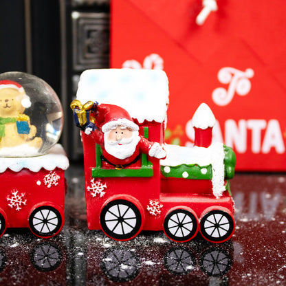 4 Piece Christmas Snow Globe Train Ornament