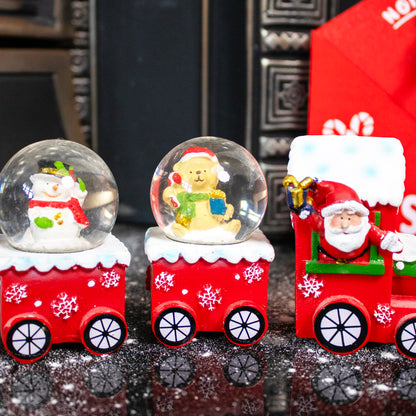 4 Piece Christmas Snow Globe Train Ornament