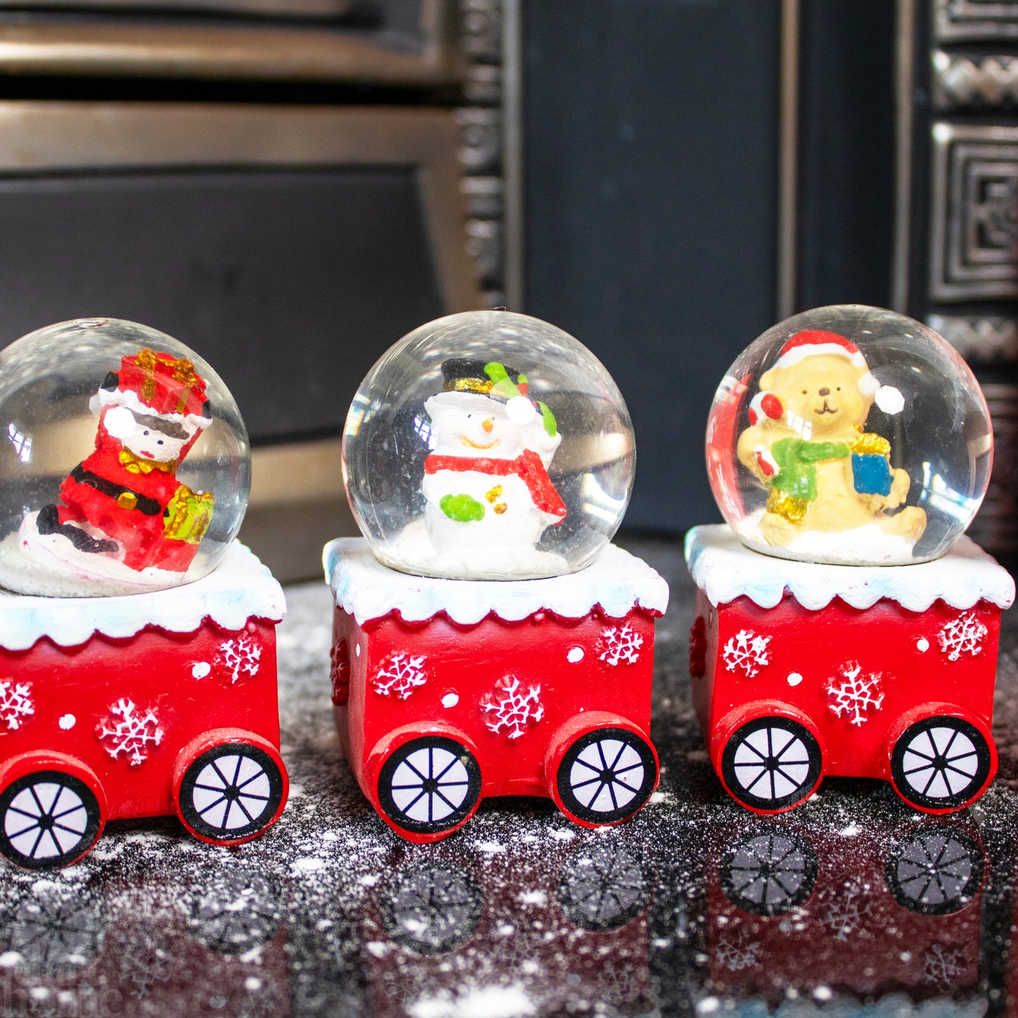 4 Piece Christmas Snow Globe Train Ornament