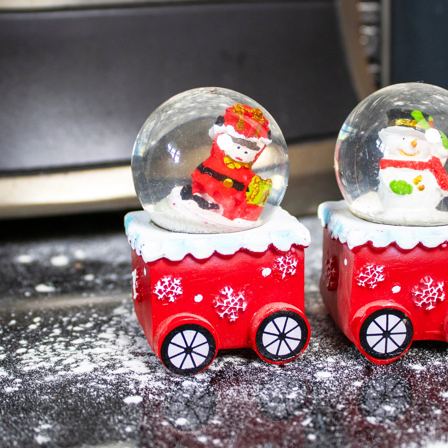 4 Piece Christmas Snow Globe Train Ornament