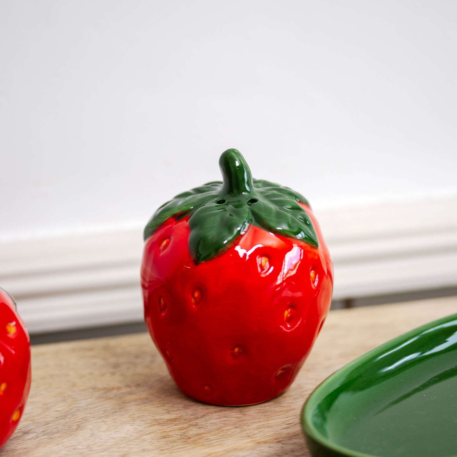 Strawberry Salt And Pepper Shakers With Tray