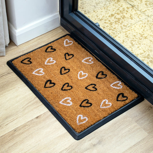 Love Heart Rubber And Coir Doormat