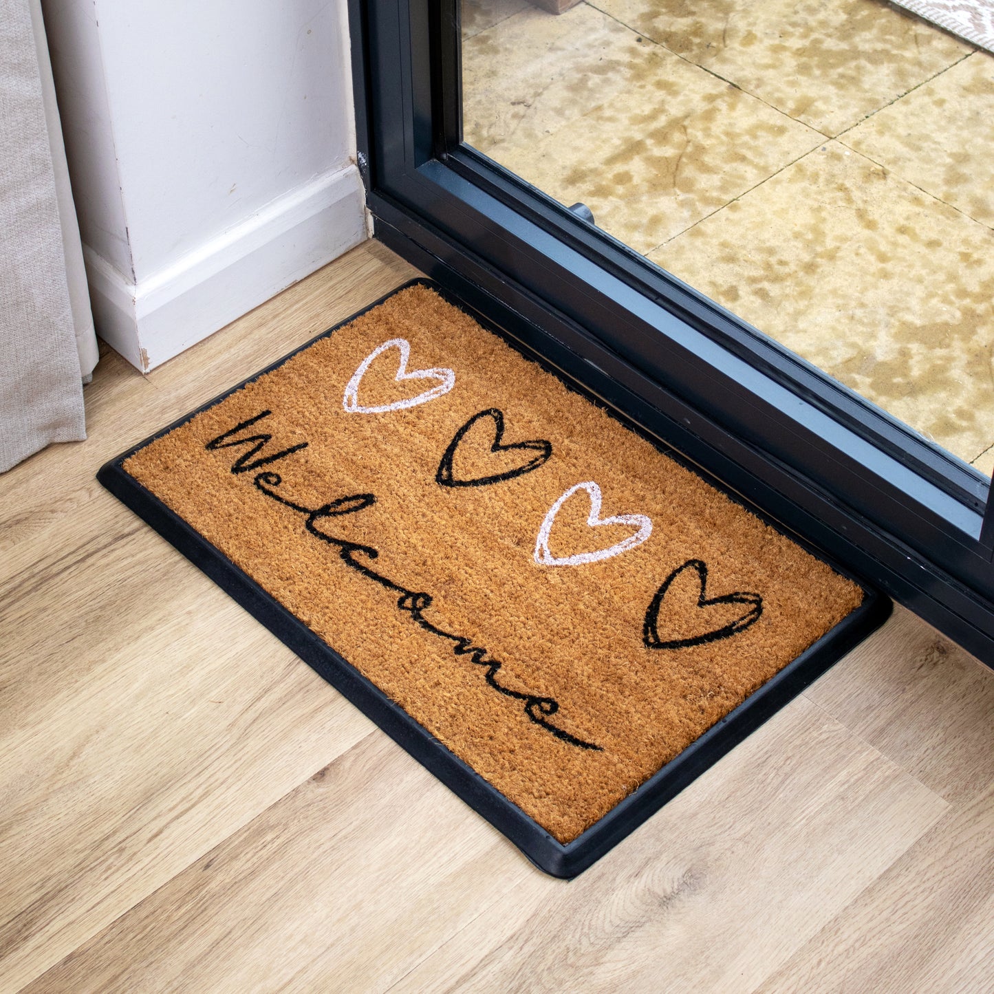 Hearty Welcome Rubber And Coir Doormat