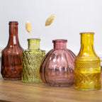 Set Of 4 Citrus Glass Bud Vases