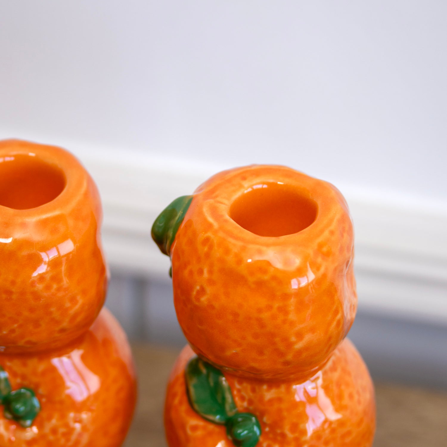 Set Of 2 Orange Stack Candlestick Holders