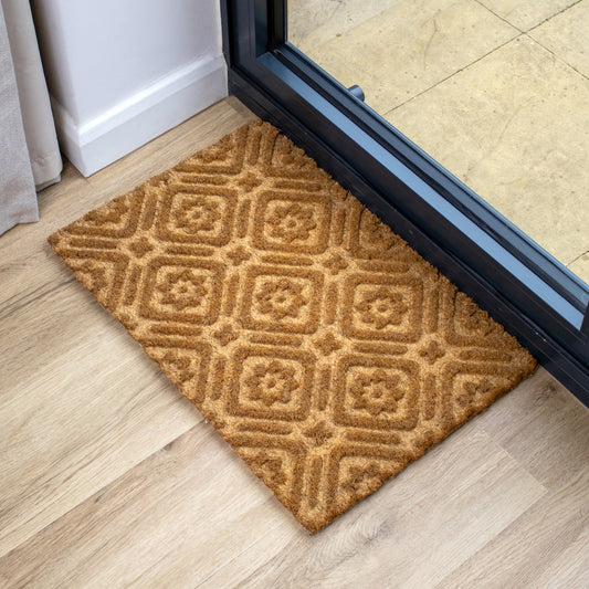 Trellis Patterned Pressed Coir Doormat