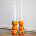 Set Of 2 Orange Stack Candlestick Holders