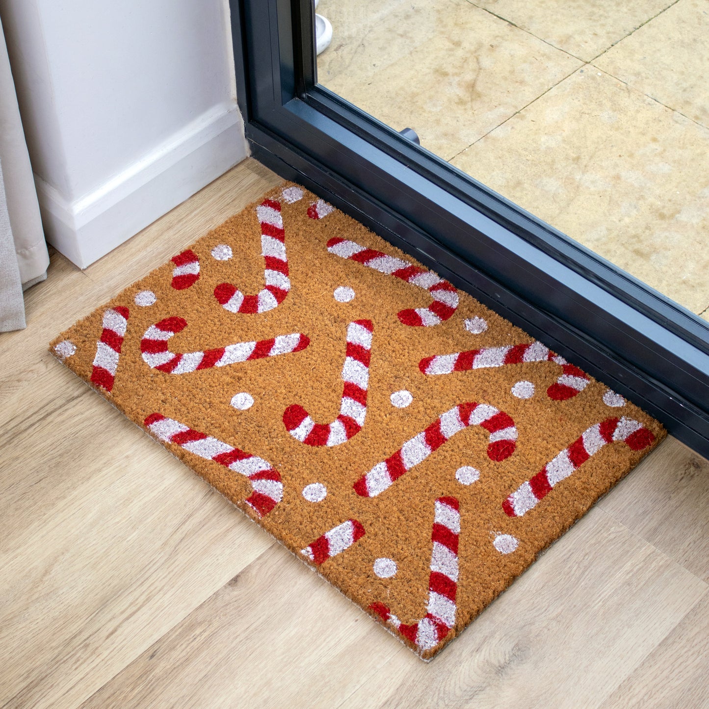 Candy Cane Latex Backed Coir Doormat