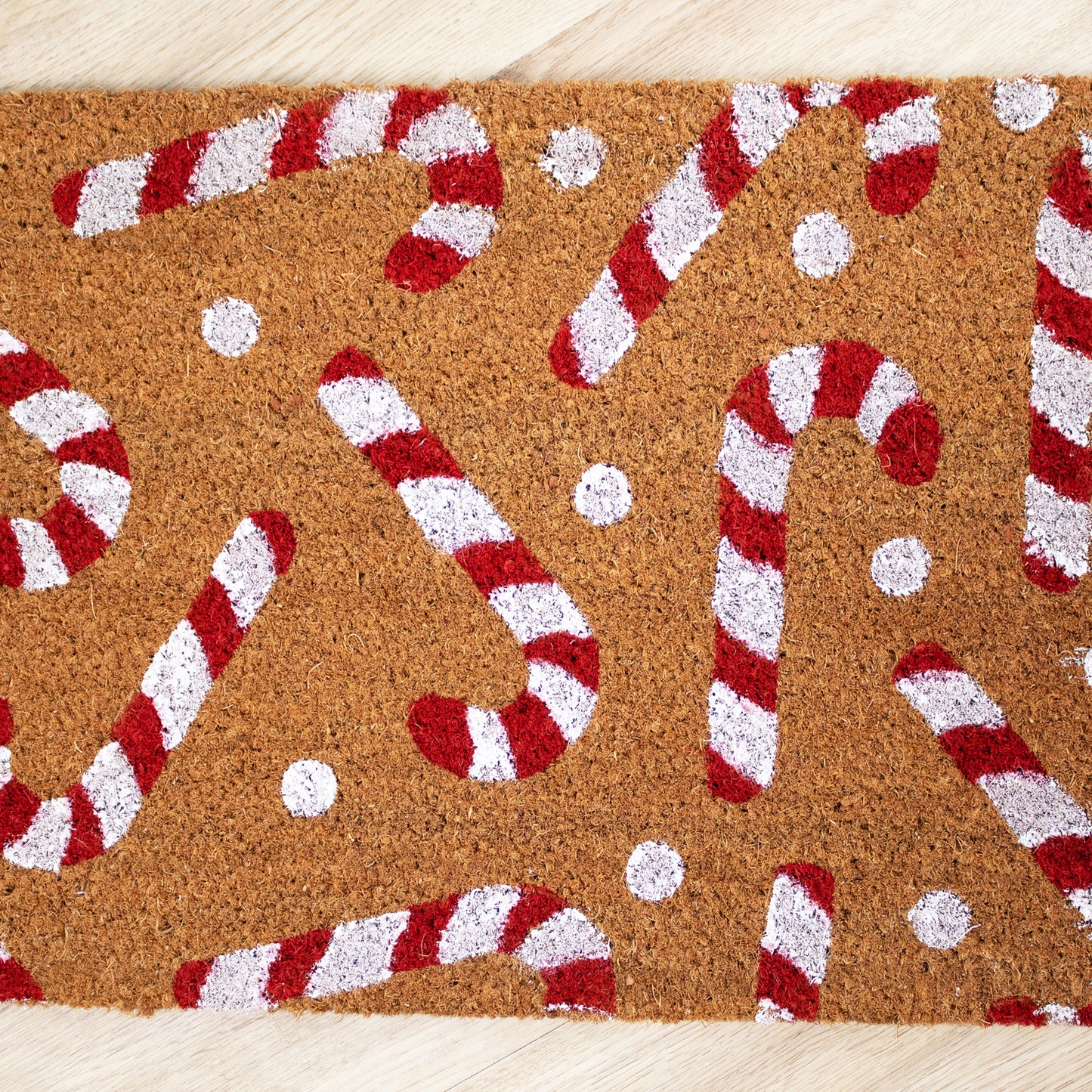 Candy Cane Latex Backed Coir Doormat