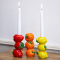 Set Of 3 Multi Fruit Stack Candlestick Holders