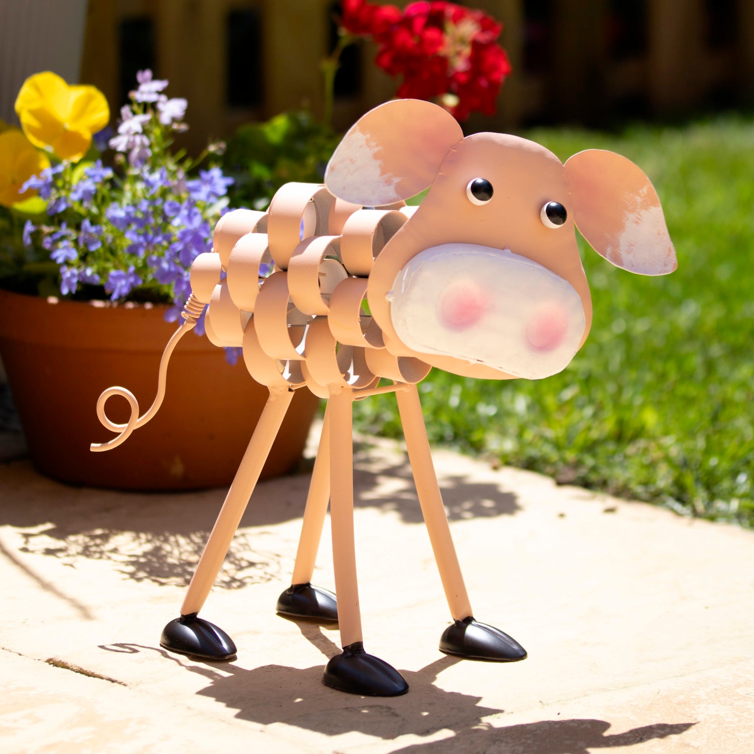 Pink Metal Pig Ornament