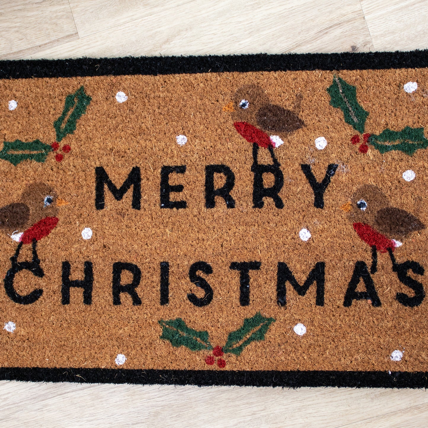 Robin Merry Christmas Latex Backed Coir Doormat