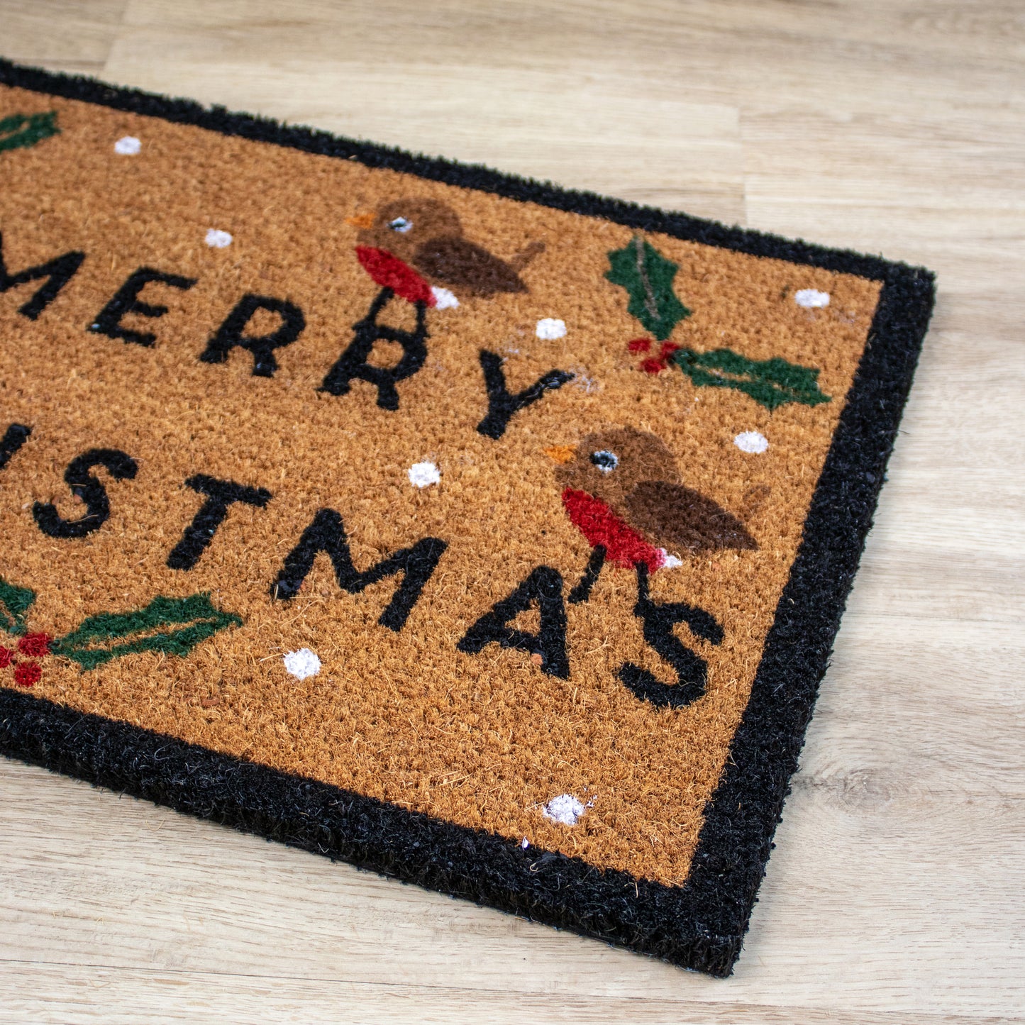 Robin Merry Christmas Latex Backed Coir Doormat