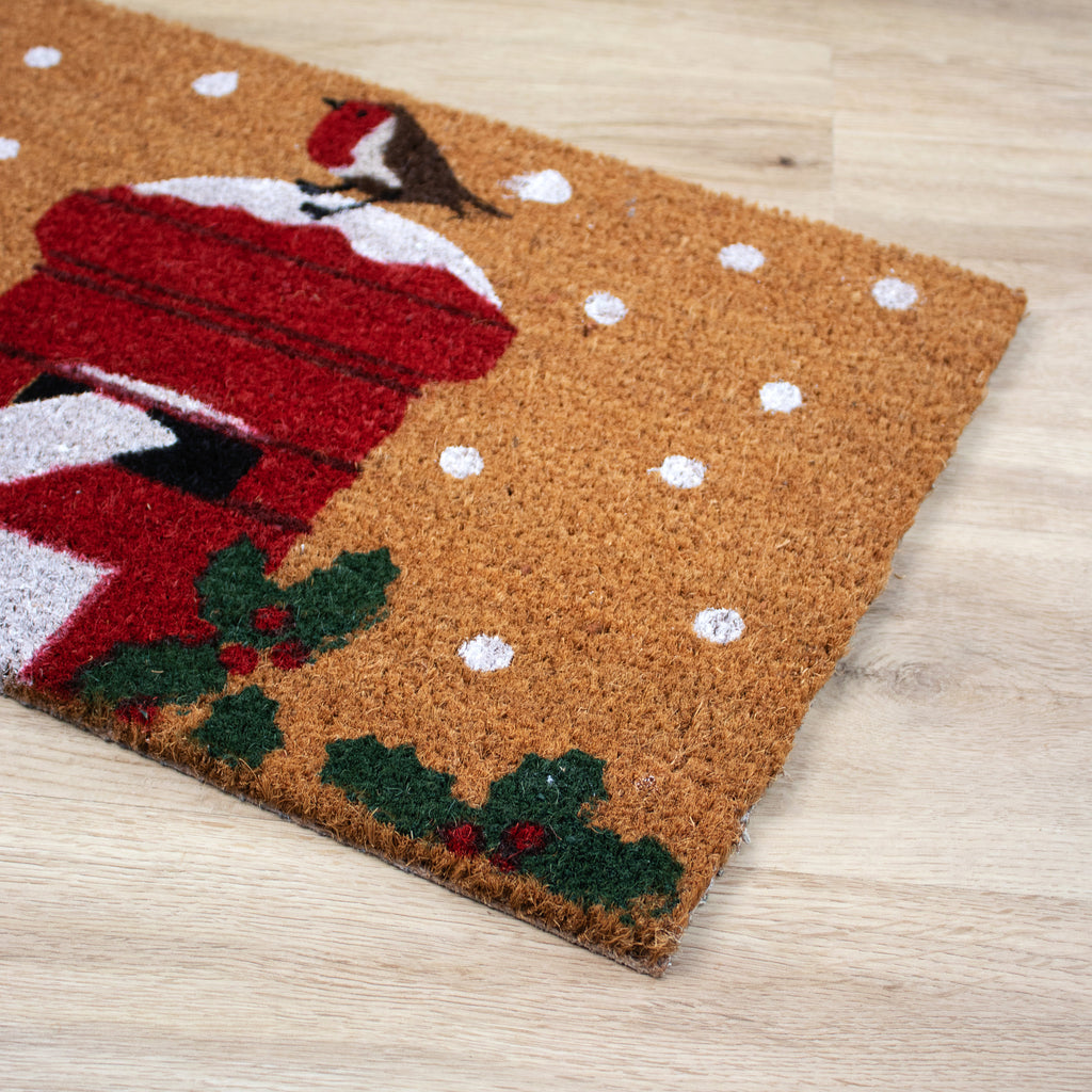 Winter Post Box Latex Backed Coir Doormat