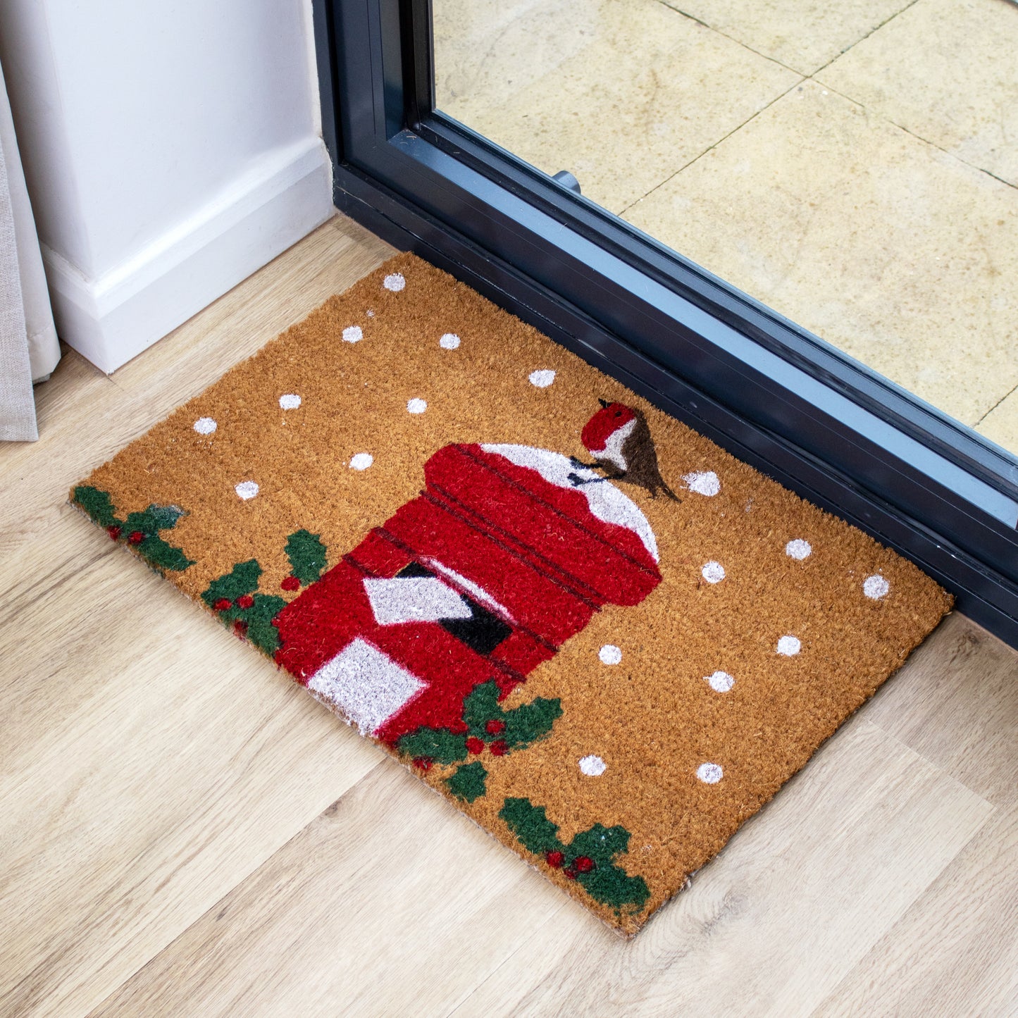 Winter Post Box Latex Backed Coir Doormat