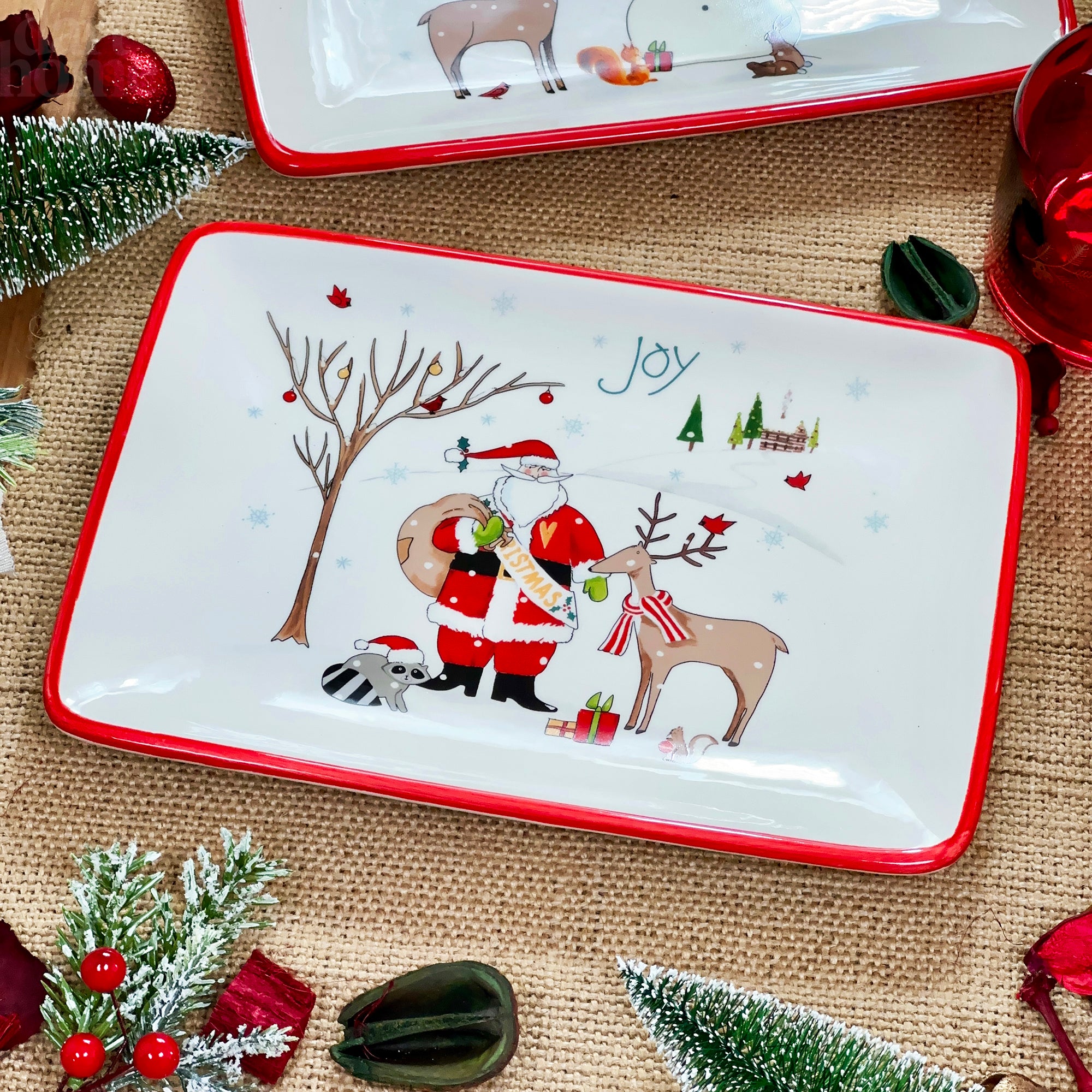 Servierteller mit Weihnachtsmann-Szene
