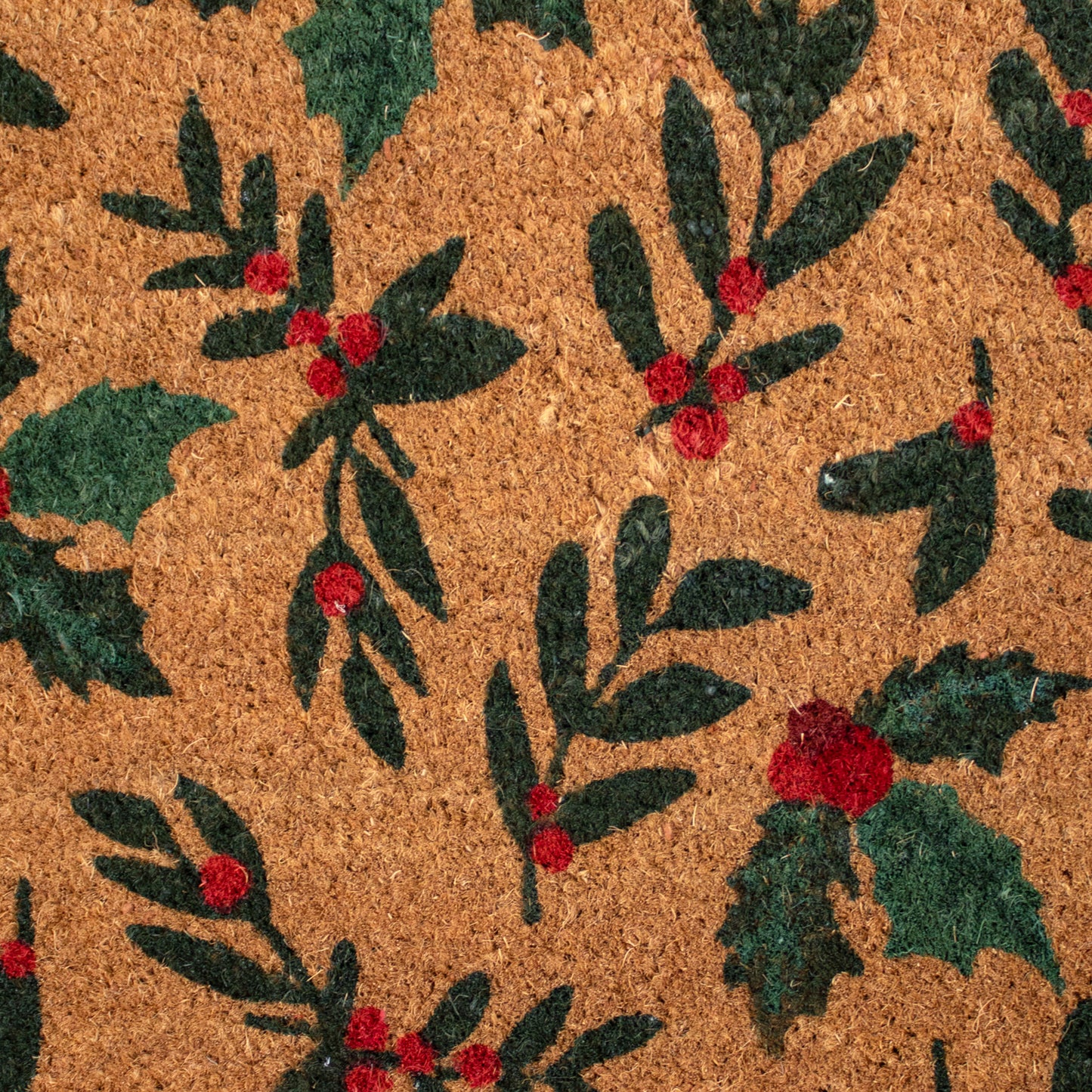 Christmas Holly Latex Backed Coir Doormat