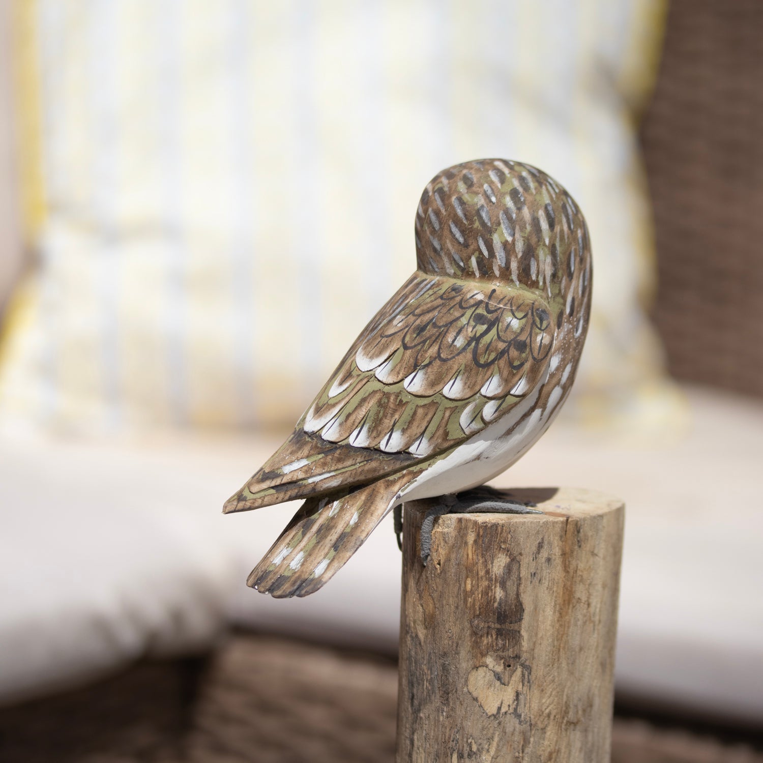 Barn Owl On Root Perch Ornament