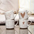 Set Of 4 Speckle Love Heart Mugs