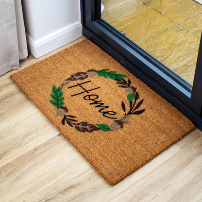 Autumn Home Wreath Latex Backed Coir Doormat 75 x 45cm